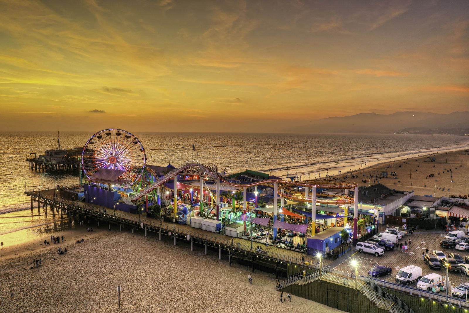 Santa Monica Pier at golden hour