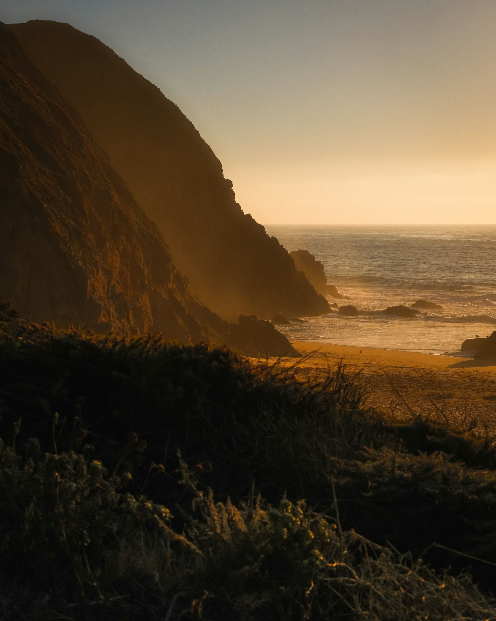Rugged California coastline at golden hour